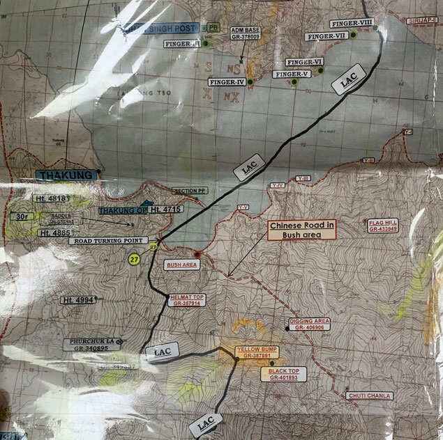 A scaled map that shows the new heights occupied by ITBP and Indian Army near Line of Actual Control (LAC).