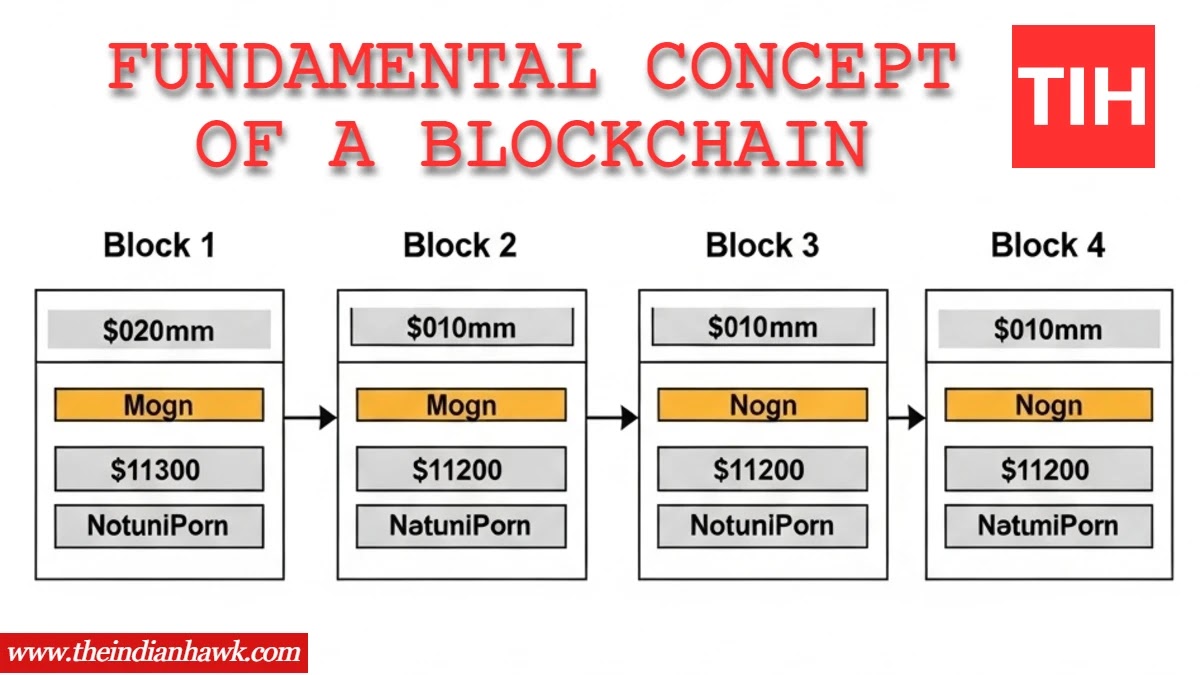 This image illustrates the fundamental concept of a blockchain, with blocks containing data and being linked together in a secure, chronological chain.